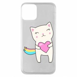 Чехол для iPhone 11 Cute cat with heart - PrintSalon