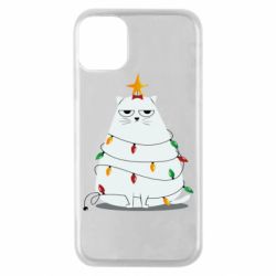 Чехол для iPhone 11 Pro Cat and Christmas Lights - PrintSalon