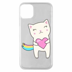Чехол для iPhone 11 Pro Cute cat with heart - PrintSalon