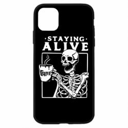Чехол для iPhone 11 Staying alive with coffee - PrintSalon