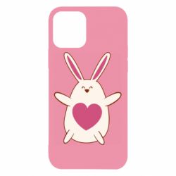 Чехол для iPhone 12 Rabbit with a pink heart - PrintSalon