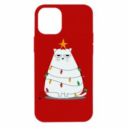 Чехол для iPhone 12 mini Cat and Christmas Lights - PrintSalon