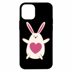 Чехол для iPhone 12 mini Rabbit with a pink heart - PrintSalon