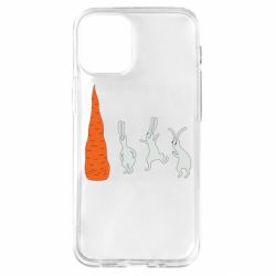 Чехол для iPhone 12 mini Зайцы возле морковки - PrintSalon