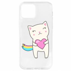 Чехол для iPhone 12 Pro Cute cat with heart