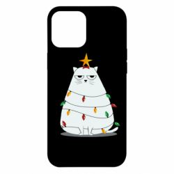 Чехол для iPhone 12 Pro Max Cat and Christmas Lights - PrintSalon