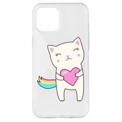 Чехол для iPhone 12 Pro Max Cute cat with heart - PrintSalon