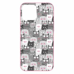 Чохол для iPhone 12 Pro Max Gray cats pattern - PrintSalon