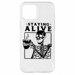 Чехол для iPhone 12 Pro Max Staying alive with coffee - PrintSalon