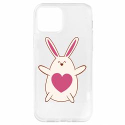 Чехол для iPhone 12 Pro Rabbit with a pink heart - PrintSalon