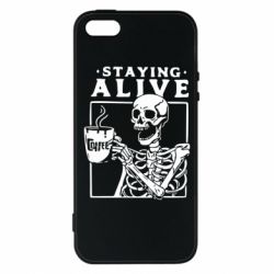 Чехол для iPhone5/5S/SE Staying alive with coffee - PrintSalon
