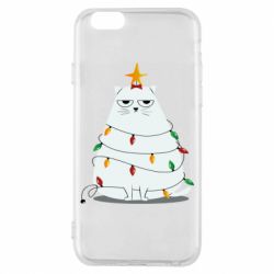 Чехол для iPhone 6/6S Cat and Christmas Lights - PrintSalon