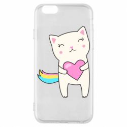 Чехол для iPhone 6/6S Cute cat with heart - PrintSalon