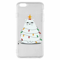 Чехол для iPhone 6 Plus/6S Plus Cat and Christmas Lights - PrintSalon