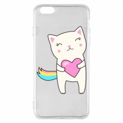 Чехол для iPhone 6 Plus/6S Plus Cute cat with heart - PrintSalon