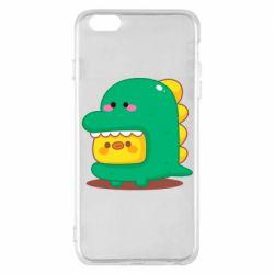 Чехол для iPhone 6 Plus/6S Plus Уточка в костюме динозавра - PrintSalon