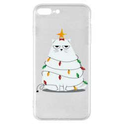 Чехол для iPhone 7 Plus Cat and Christmas Lights - PrintSalon
