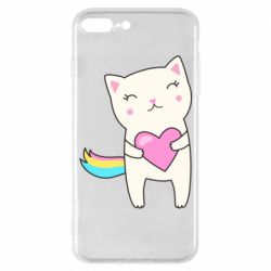 Чехол для iPhone 7 Plus Cute cat with heart - PrintSalon