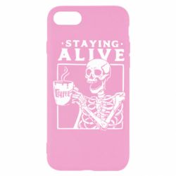 Чехол для iPhone 7 Staying alive with coffee - PrintSalon