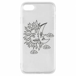 Чехол для iPhone 7 Sun and Moon faces - PrintSalon