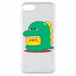 Чехол для iPhone 7 Уточка в костюме динозавра - PrintSalon
