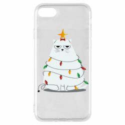 Чехол для iPhone 8 Cat and Christmas Lights - PrintSalon
