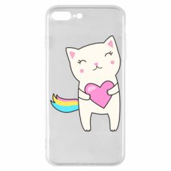 Чехол для iPhone 8 Plus Cute cat with heart - PrintSalon