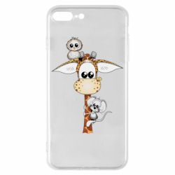 Чехол для iPhone 8 Plus Giraffe Owl and Mouse - PrintSalon