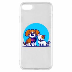 Чехол для iPhone 8 Собачка и котик - PrintSalon