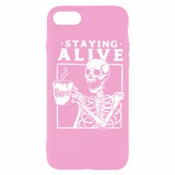 Чехол для iPhone 8 Staying alive with coffee - PrintSalon