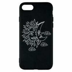 Чехол для iPhone 8 Sun and Moon faces - PrintSalon