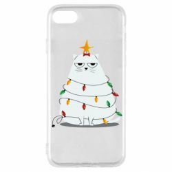 Чехол для iPhone SE 2020 Cat and Christmas Lights - PrintSalon