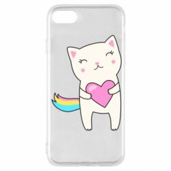 Чехол для iPhone SE 2020 Cute cat with heart - PrintSalon