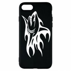 Чехол для iPhone SE 2020 Flaming shark - PrintSalon