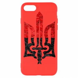 Чехол для iPhone SE 2020 Герб Украины красно-черный - PrintSalon