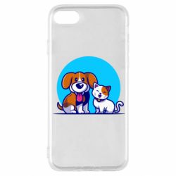 Чехол для iPhone SE 2020 Собачка и котик - PrintSalon