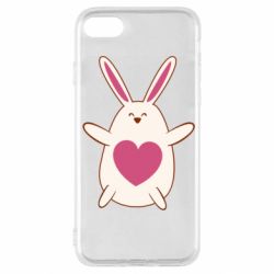 Чехол для iPhone SE 2022 Rabbit with a pink heart - PrintSalon