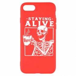 Чехол для iPhone SE 2022 Staying alive with coffee - PrintSalon