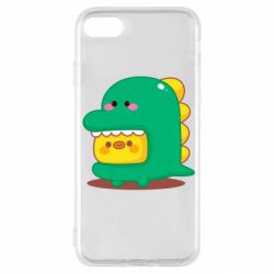 Чехол для iPhone SE 2022 Уточка в костюме динозавра - PrintSalon