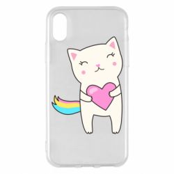 Чехол для iPhone X/Xs Cute cat with heart