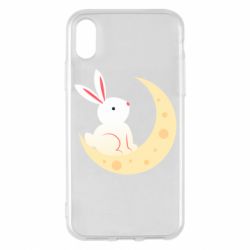 Чехол для iPhone X/Xs Cute rabbit on the moon - PrintSalon