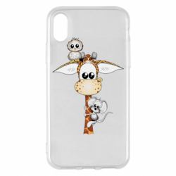 Чехол для iPhone X/Xs Giraffe Owl and Mouse - PrintSalon