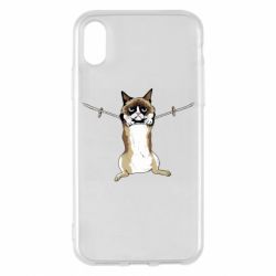 Чехол для iPhone X/Xs Grumpy Cat On The Rope - PrintSalon