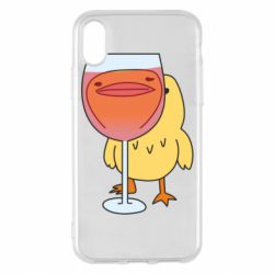 Чехол для iPhone X/Xs Качка і келих вина - PrintSalon
