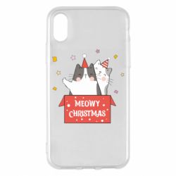 Чехол для iPhone X/Xs Meowy Christmas ( present box ) - PrintSalon