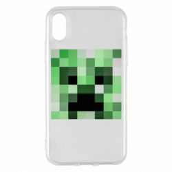 Чехол для iPhone X/Xs Minecraft minimalist Creeper - PrintSalon