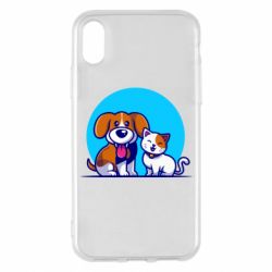 Чехол для iPhone X/Xs Собачка и котик - PrintSalon