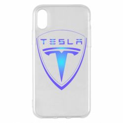 Чехол для iPhone X/Xs Tesla logo gradient - PrintSalon