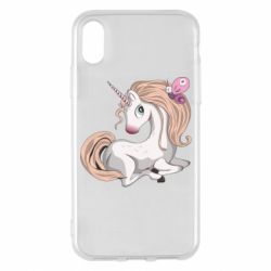 Чехол для iPhone X/Xs Unicorn with bow tie - PrintSalon