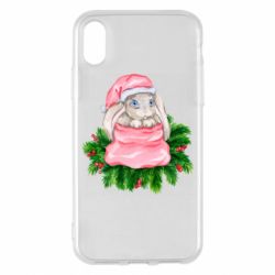 Чехол для iPhone X/Xs Заяц Новогодний - PrintSalon